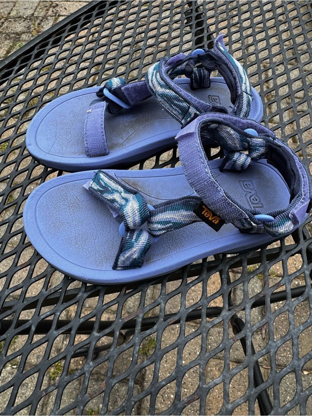 Teva Youth Lavender and Navy Patterned Strap Sandals